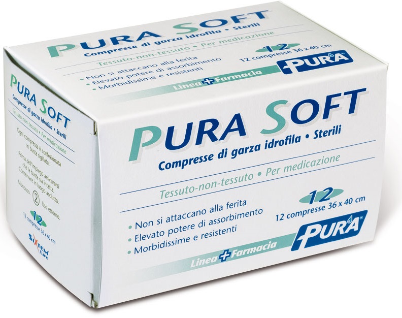GARZA IN TESSUTO NON TESSUTO PURA SOFT 36X40CM 12 PEZZI - Farmamood