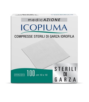 GARZA COMPRESSA IDROFILA ICOPIUMA 10X10CM 100 PEZZI - Farmamood