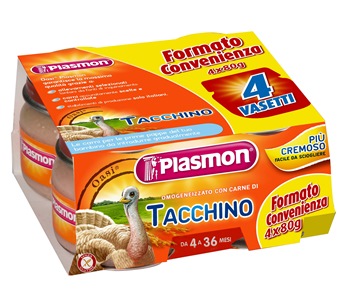 PLASMON OMOGENEIZZATO TACCHINO 4 X 80 G CON GIFT - Farmamood