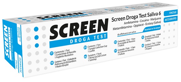 DROGA TEST CHE RILEVA 6 DROGHE TRAMITE SALIVA RISULTATO PER OGNI DROGA ANALIZZATA SCREEN DROGA TEST SALIVA 6 - Farmamood