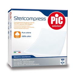 GARZA COMPRESSA IDROFILA PIC 10X10CM 4 STRATI 2 BUSTE 25 PEZZI FUSTELLA - Farmamood