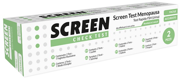 TEST RAPIDO PER L'INDIVIDUAZIONE DI FSH NELL'URINA CHE AIUTA AD INDIVIDUARE LA MENOPAUSA SCREEN CHECK TEST MENOPAUSA/FSH 2 PEZZI - Farmamood