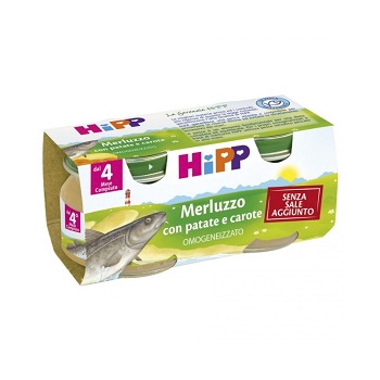 HIPP OMOGENEIZZATO MERLUZZO CAROTE PATATE 2X80 G - Farmamood