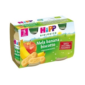 HIPP BIO OMOGENEIZZATO MELA BANANA BISCOTTO 2X125 G - Farmamood