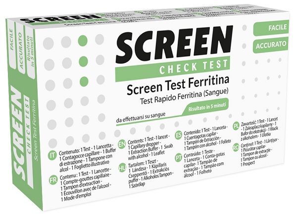 TEST RAPIDO PER L'INDIVIDUAZIONE DI FERRITINA NEL SANGUE PER L'ANEMIA DA CARENZA DI FERRO SCREEN CHECK TEST ANEMIA/FERRITINA - Farmamood