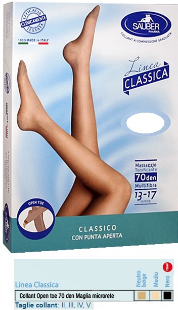 SAUBER COLLANT OPEN TOE MAGLIA MICRORETE 70 DEN COLORE NEUTRO BEIGE 4 LINEA CLASSICA - Farmamood