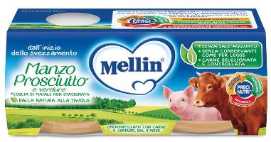 MELLIN OMOGENEIZZATO MANZO PROSCIUTTO CON VERDURE 2 PEZZI X 120 G - Farmamood