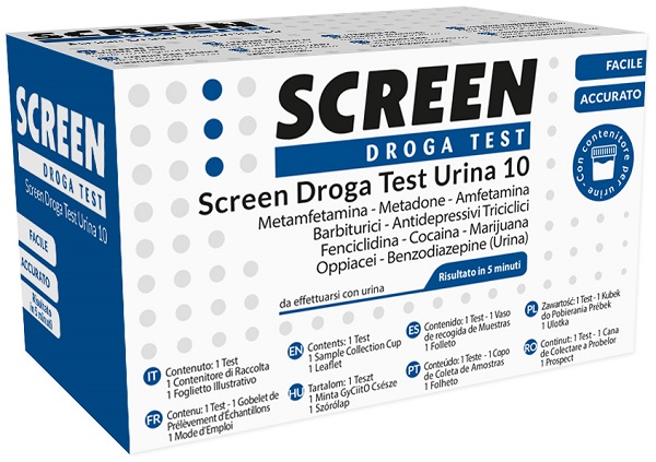 DROGA TEST CHE RILEVA 10 DROGHE TRAMITE URINA RISULTATO PER OGNI DROGA ANALIZZATA SCREEN DROGA TEST URINA 10 - Farmamood