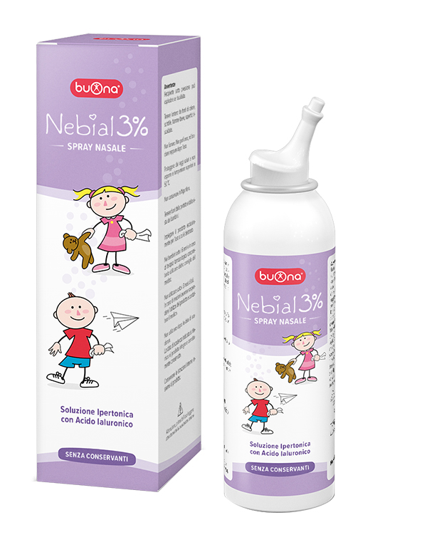 NEBIAL SOLUZIONE SALINA IPERTONICA DI SODIO CLORURO AL 3% CON ACIDO IALURONICO SPRAY NASALE 100 ML - Farmamood