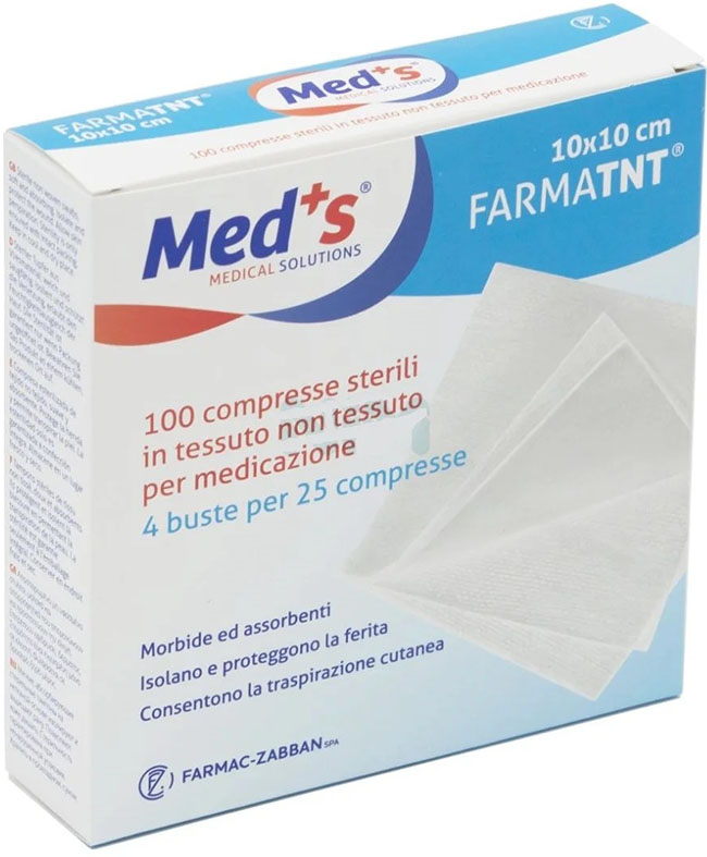 GARZA COMPRESSA MEDS FARMATNT IN TESSUTO NON TESSUTO 10X10CM 100 PEZZI - Farmamood