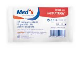 GARZA COMPRESSA IDROFILA MEDS FARMATEXA 12/8 10X10CM 25 PEZZI - Farmamood