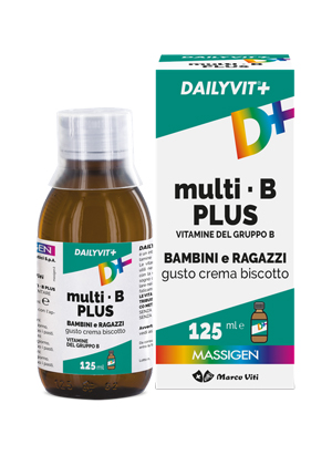 DAILYVIT+ MULTI B PLUS VITAMINE DEL GRUPPO B PER BAMBINI E RAGAZZI GUSTO CREMA BISCOTTO 125 ML - Farmamood