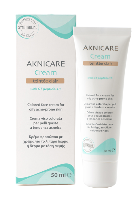 CREMA TRATTANTE COLORATA PER PELLE ACNEICA AKNICARE CREAM TEINTEE CLAIR TUBETTO 50 ML - Farmamood