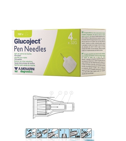 AGO PER PENNA DA INSULINA GLUCOJECT LUNGHEZZA 4 MM GAUGE 32 100 PEZZI - Farmamood