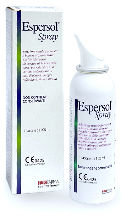 SOLUZIONE NASALE ESPERSOL SPRAY IPERTONICA A BASE DI ACQUA DI MARE E ACIDO IALURONICO 0,02% 100ML - Farmamood