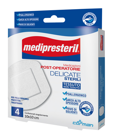 MEDICAZIONE POST OPERATORIA MEDIPRESTERIL DELICATA TNT 10X10CM 5 PEZZI - Farmamood