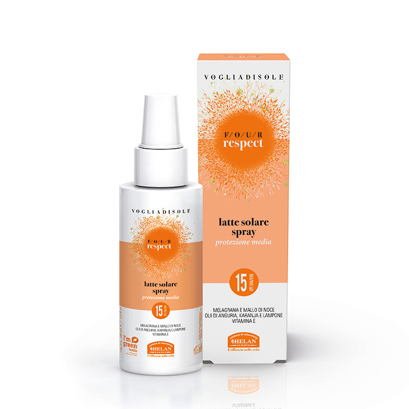 VOGLIADISOLE FOUR RESPECT LATTE SOLARE SPRAY SPF15 VISO E CORPO 100 ML - Farmamood
