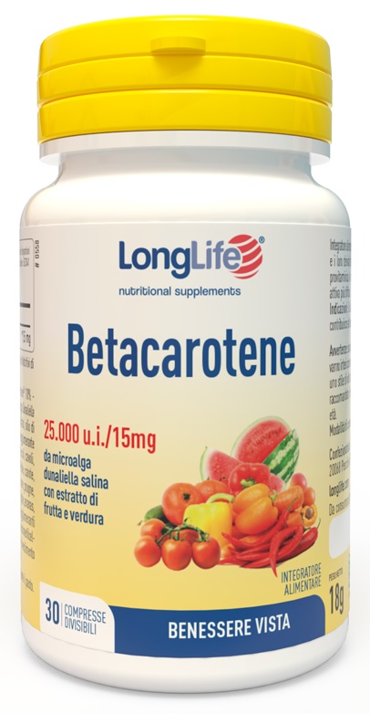 LONGLIFE BETACAROTENE 25000 UI 30 COMPRESSE - Farmamood