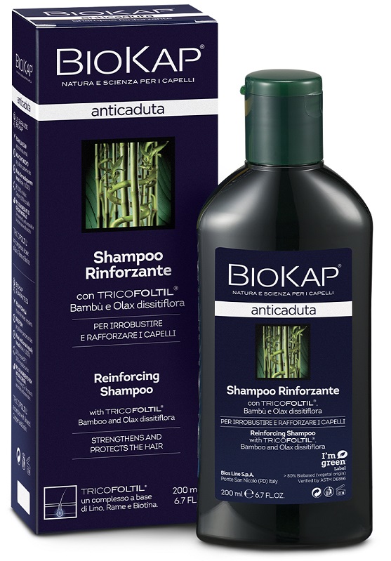 BIOKAP SHAMPOO RINFORZANTE ANTICADUTA CON TRICOFOLTIL NUOVA FORMULA 200 ML - Farmamood