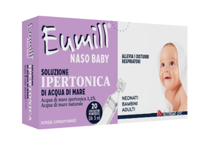 EUMILL NASO BABY SOLUZIONE IPERTONICA 20 CONTENITORI MONODOSE 5 ML - Farmamood