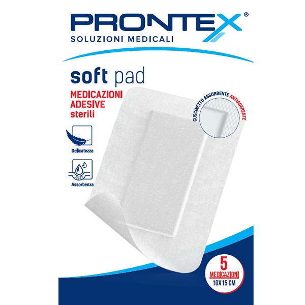 MEDICAZIONE ADESIVA STERILE PRONTEX SOFT PAD 10X15 CM 5 PEZZI - Farmamood