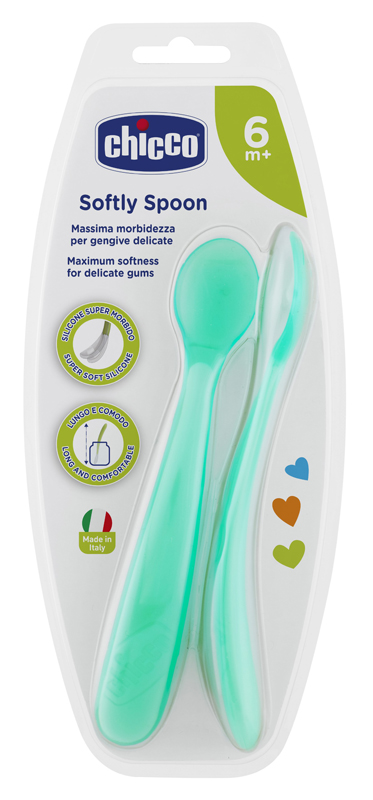 CHICCO CUCCHIAIO SILICONE MASCHILE BI PACK 6M+ - Farmamood