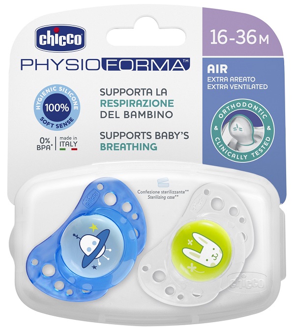 CHICCO SUCCHIETTO AIR BOY IN SILICONE 16-36 MESI 2 PEZZI - Farmamood