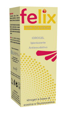 FELIX SKIN SOLUTION IDROGEL IGIENIZZANTE ANTIESSUDATIVO EOSINA E FLUORESCEINA 50 ML - Farmamood