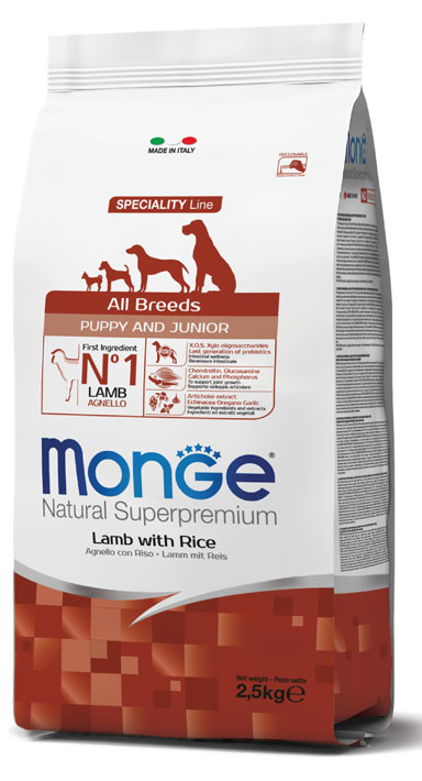 MONGE ALL BREEDS PUPPY AGNELLO & RISO 2500 G - Farmamood