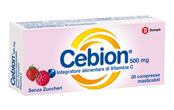 CEBION MASTICABILE SENZA ZUCCHERO VITAMINA C 500 MG 20 COMPRESSE - Farmamood