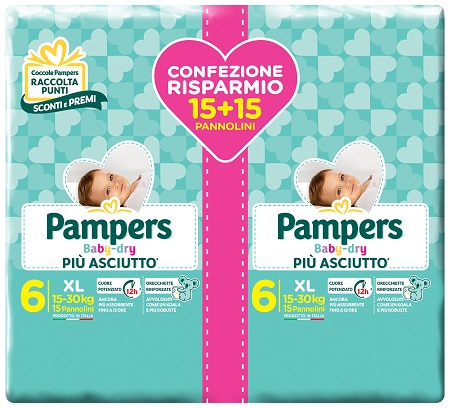 PAMPERS BABY DRY DUO DWCT XL 30 PEZZI - Farmamood
