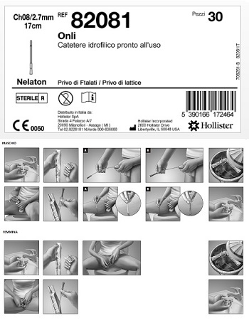 CATETERE IDROFILO INTERMITTENTE ONLI PRONTO ALL'USO 17 CM CH8 30 PEZZI - Farmamood
