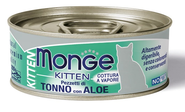 MONGE NATURAL QUALITY GATTO MONGE JELLY PEZZETTI TONNO BONITO/ALOE KITTEN 80 G - Farmamood