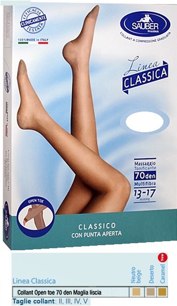 SAUBER COLLANT OPEN TOE MAGLIA LISCIA 70 DEN COLORE NEUTRO BEIGE TAGLIA 3 LINEA CLASSICA - Farmamood