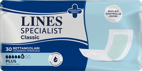 PANNOLONE LINES SPECIALIST CLASSIC RETTANGOLARE CON BARRIERA 30 PEZZI - Farmamood