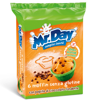 MR DAY MUFFIN SENZA GLUTINE CON PEPITE DI CIOCCOLATO FONDENTE 6 X 42 G - Farmamood