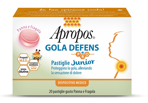 APROPOS GOLA DEFENS PRO 20 PASTIGLIE JUNIOR PANNA FRAGOLA - Farmamood