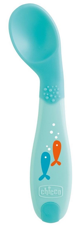 CHICCO CUCCHIAIO ANGOLATO 8M+ AZZURRO - Farmamood