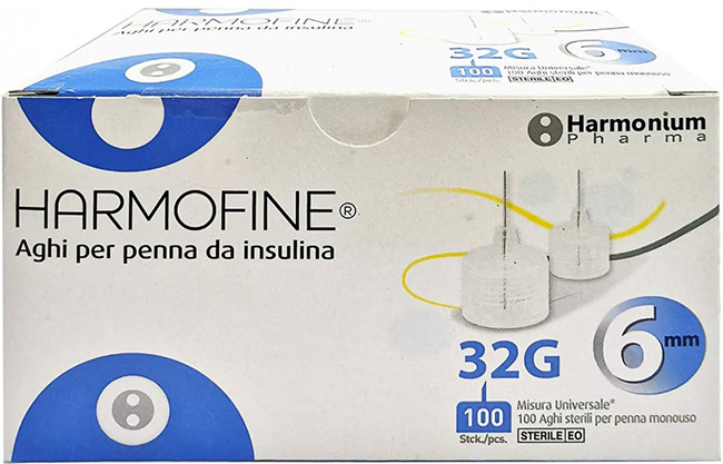 AGO HARMOFINE PENNA DA INSULINA GAUGE 32 6MM 100 PEZZI - Farmamood
