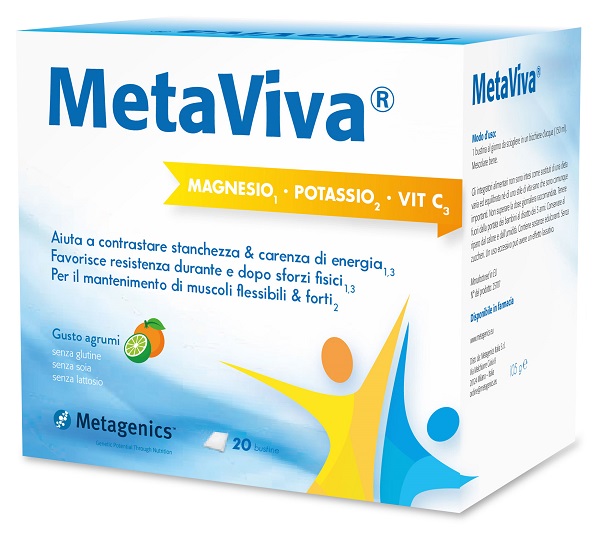 METAVIVA MAGNESIO POTASSIO VITAMINA C 20 BUSTINE - Farmamood