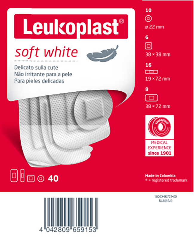 LEUKOPLAST SOFT WHITE 40 PEZZI ASSORTITI - Farmamood