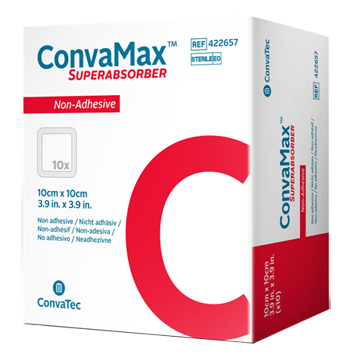 MEDICAZIONE AVANZATA CONVAMAX SUPERABSORBER NON-ADHESIVE 10 X 10 CM 10 PEZZI - Farmamood