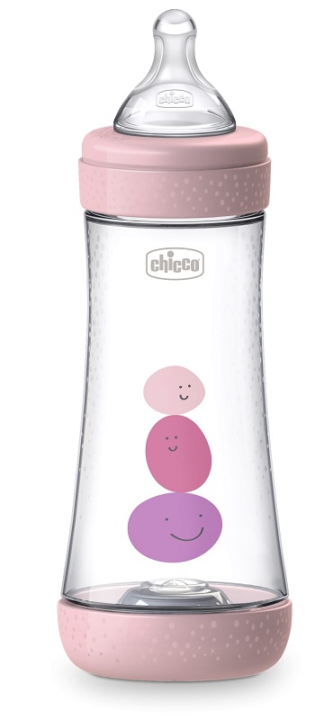 CHICCO BIBERON PERFECT 5 GIRL 300 ML IN SILICONE 3 FORI - Farmamood