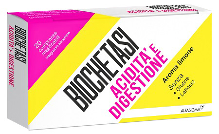 BIOCHETASI ACIDITA' E DIGESTIONE 20 COMPRESSE MASTICABILI AROMA LIMONE - Farmamood