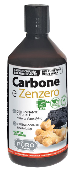 PURO BIO BAGNOSCHIUMA CARBONE E ZENZERO 500 ML - Farmamood