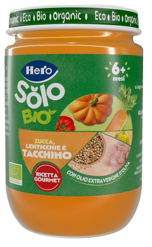 HERO SOLO OMOGENEIZZATO ZUCCHINE LENTICCHIE TACCHINO 100% BIO 190G - Farmamood