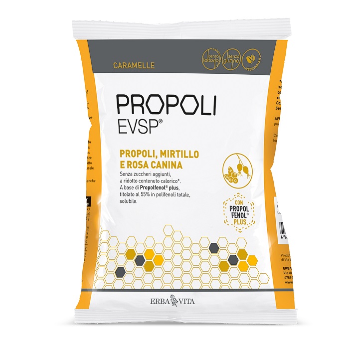 PROPOLI EVSP CARAMELLE PROPOLI MIRTILLO ROSA CANINA 65 G - Farmamood