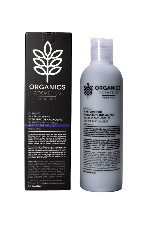 ORGANICS PHARM SILVER SHAMPOO WITH WALNUT AND APRICOT ANTI GIALLO 250 ML - Farmamood