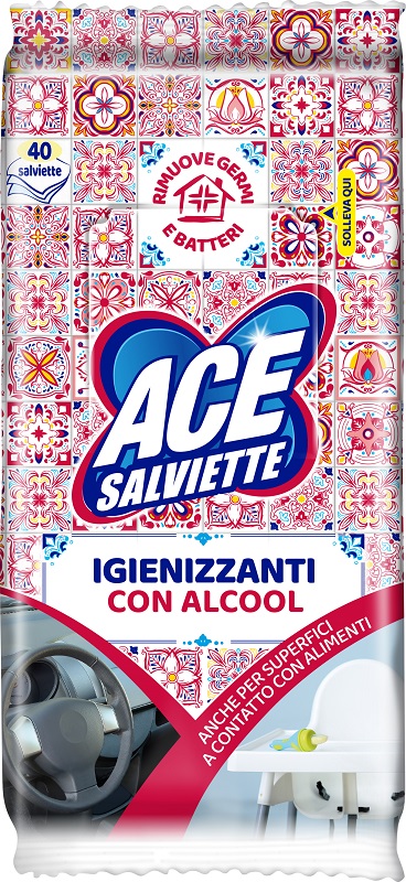 ACE SALVIETTE IGIENIZZANTI ALCOOL 40 PEZZI - Farmamood