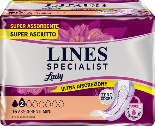 ASSORBENTI PER INCONTINENZA LINES SPECIALIST LADY MINI 16 PEZZI - Farmamood